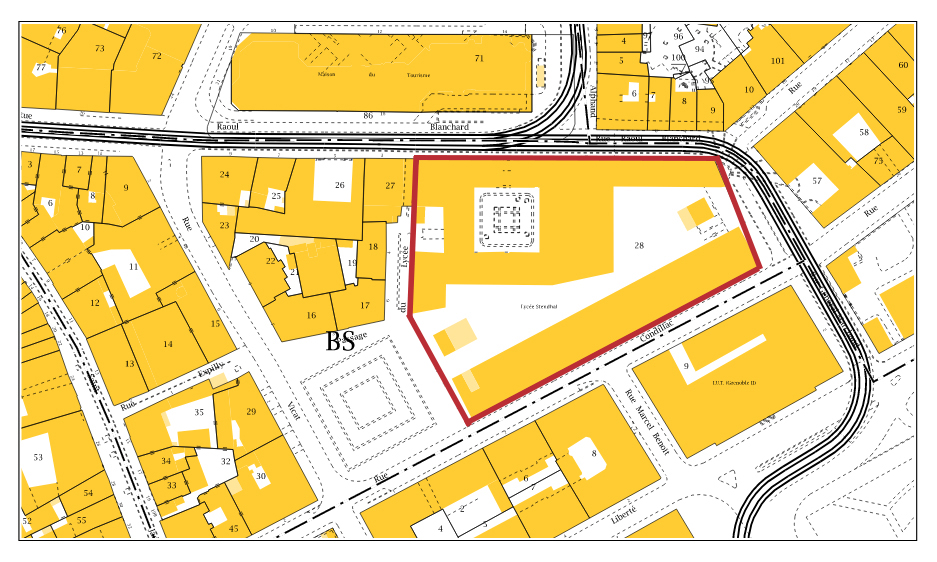 Collège de jésuites, dit Royal-Dauphin, puis école centrale, lycée, collège royal, lycée de garçons puis lycée de jeunes filles, actuellement cité scolaire Stendhal