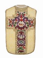 Chasuble, manipule, étole, voile de calice, bourse de corporal : ornement blanc