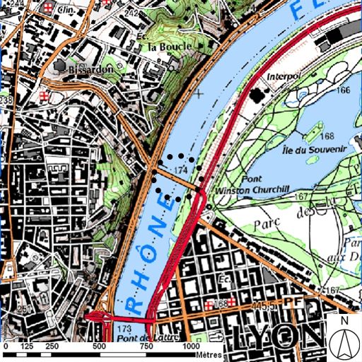 Passerelle, puis bac à traille de La Boucle, bac et pont de bateaux (disparus)