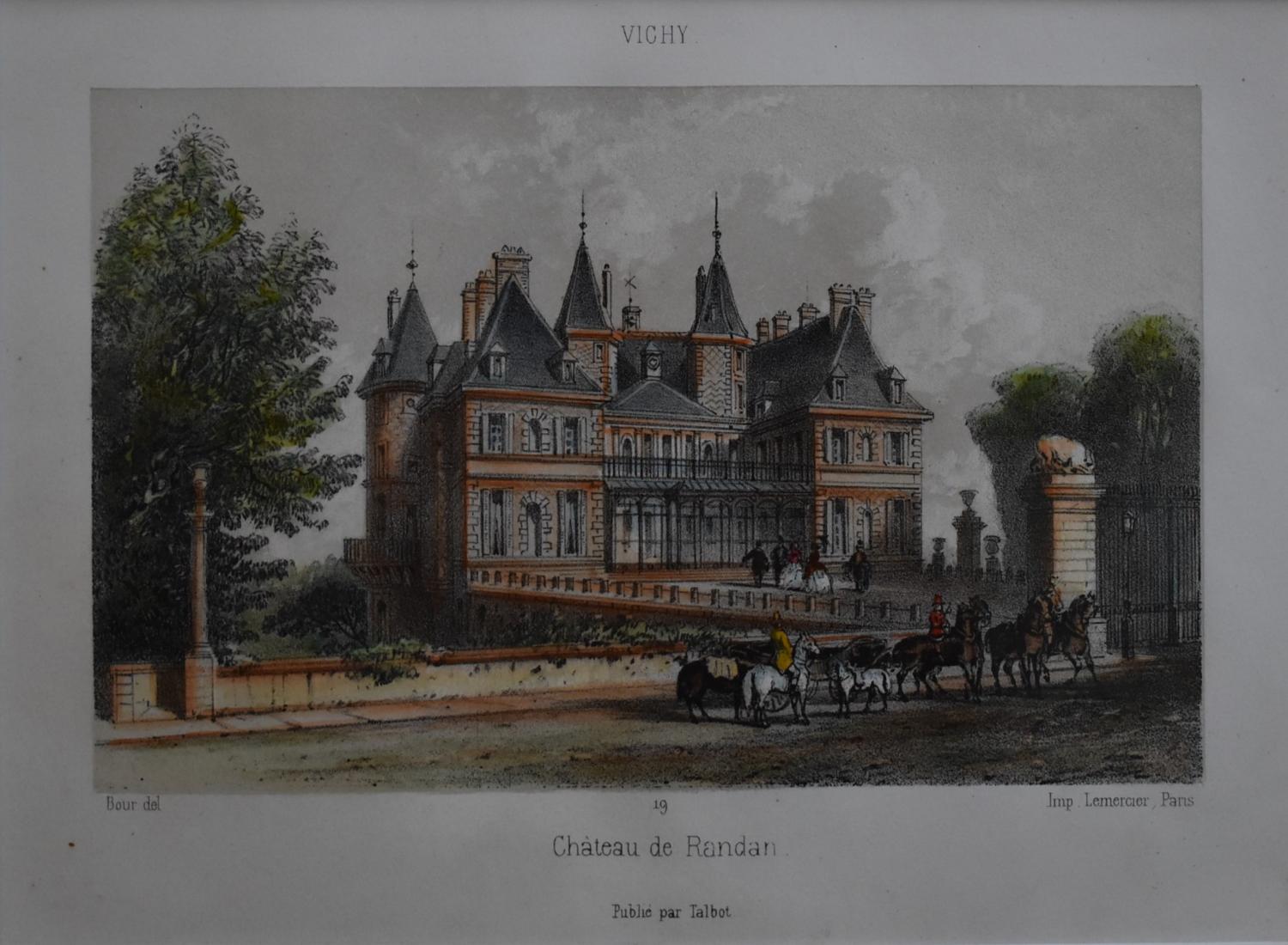 Gravure d'après Charles Bour - " Château de Randan "