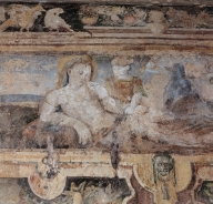Peintures monumentales de la cheminée : Vénus et Mercure touchés par l'Amour