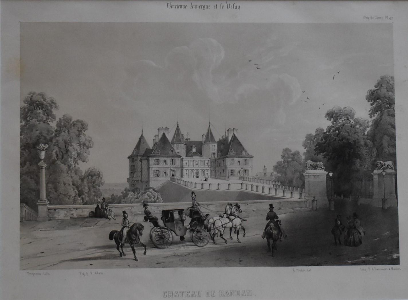 LIthographie de Jean-Louis Tirpenne - " Château de Randan "