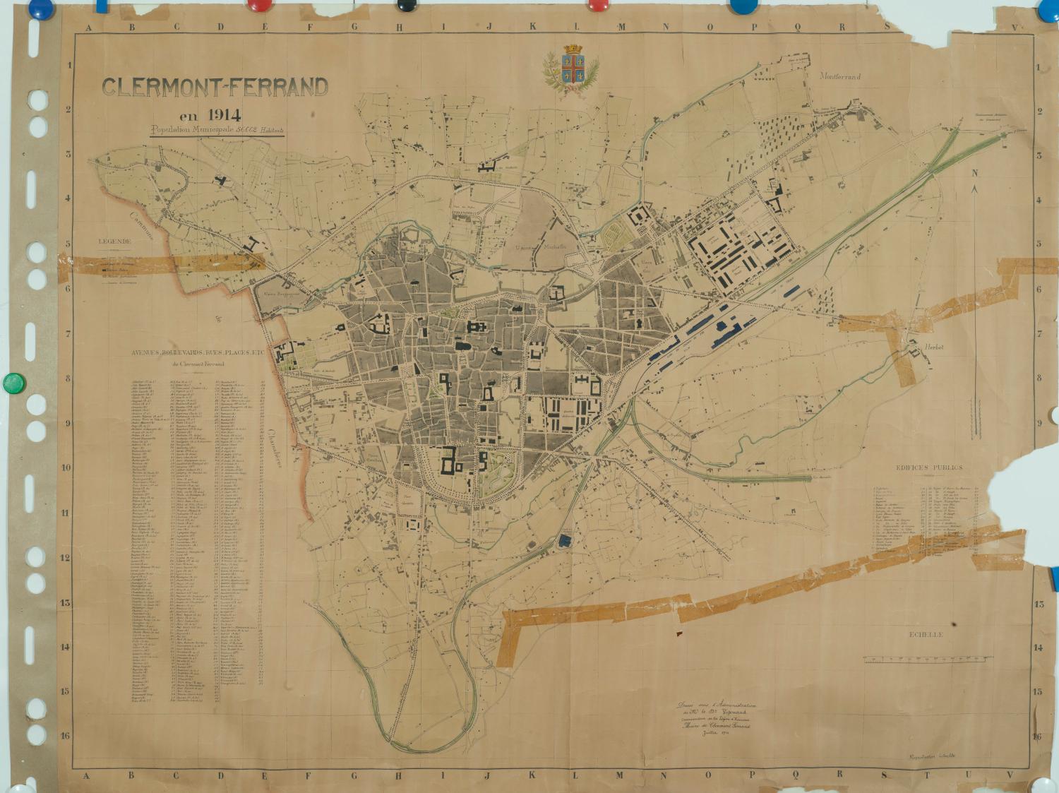 Plan de Clermont-Ferrand en 1914, donnant l'indication "noviciat des frères".