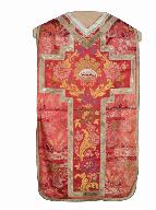 chasuble, étole, manipule, voile de calice, bourse de corporal : ornement rouge