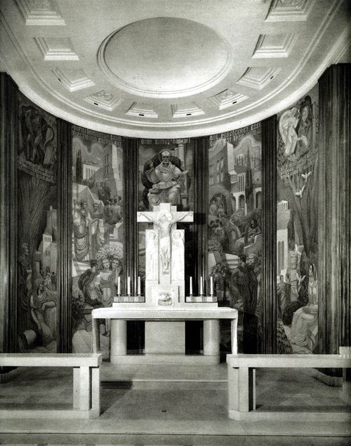 Peinture monumentale (ensemble de cinq panneaux peints) : Le Poème de saint Irénée