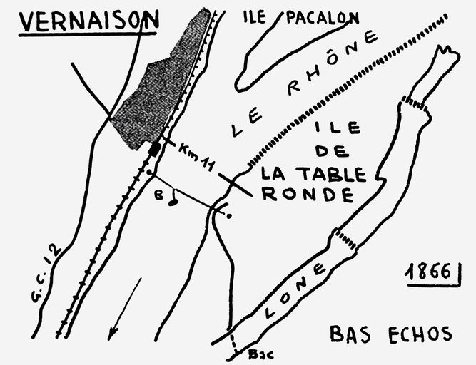 Bac, puis bac à traille de Vernaison (disparu) ; piles (vestiges)