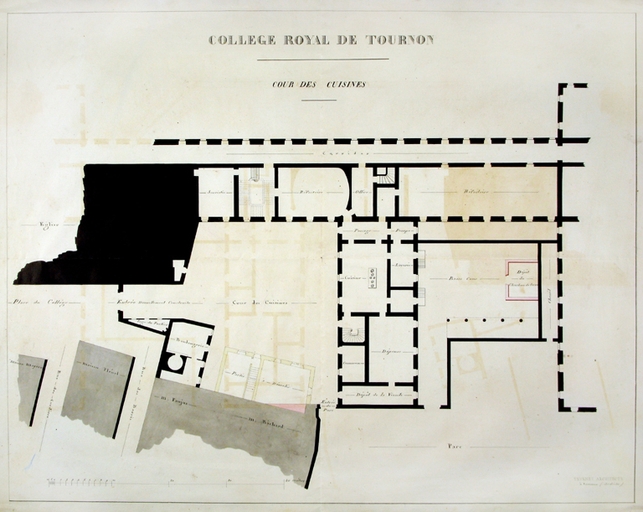 Collège de Tournon, puis école royale militaire, école centrale, collège communal, collège royal, lycée impérial, lycée de garçons, actuellement lycée Gabriel-Faure