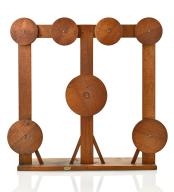 Instrument de démonstration en mécanique, modèle de distribution de mouvement circulaire par poulies