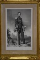 Estampe d'après Franz Xaver Winterhalter - Portrait d'Antoine d'Orléans, duc de Montpensier, en colonel d'artillerie devant le fort de Vincennes