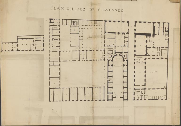 Plan du rez-de-chaussée, par Jean-François Grand, 1763 