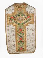 chasuble, étole, manipule, voile de calice, bourse de corporal : ornement blanc n°1