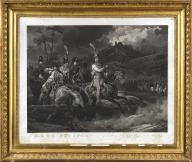 Estampe d'après Horace Vernet : S.A.S. Mgr le Duc d'Orléans passant en revue le 1er régiment de hussards
