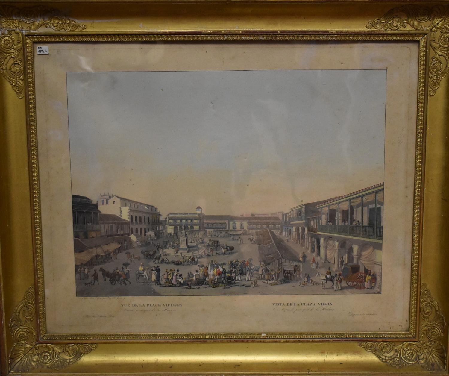 Estampe d'Hippolyte Garneray - Vue de la place Vieille de La Havane