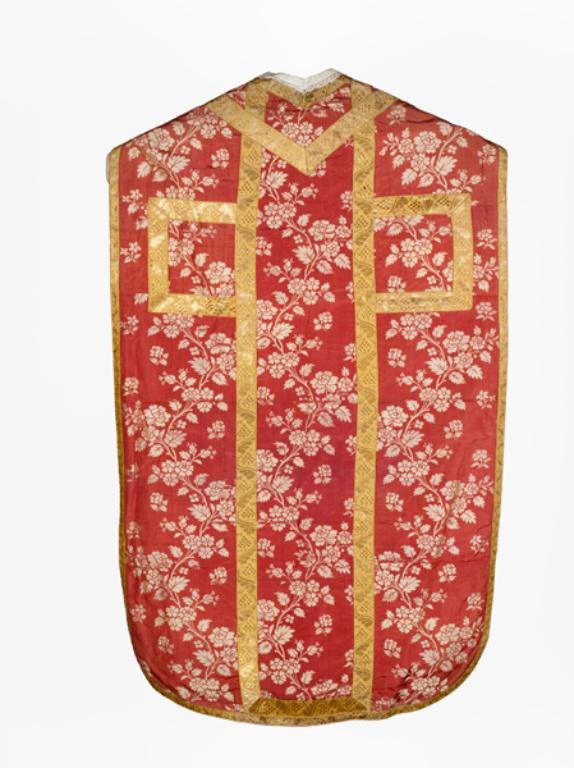 chasuble, étole, manipule, voile de calice, bourse de corporal : ornement rouge