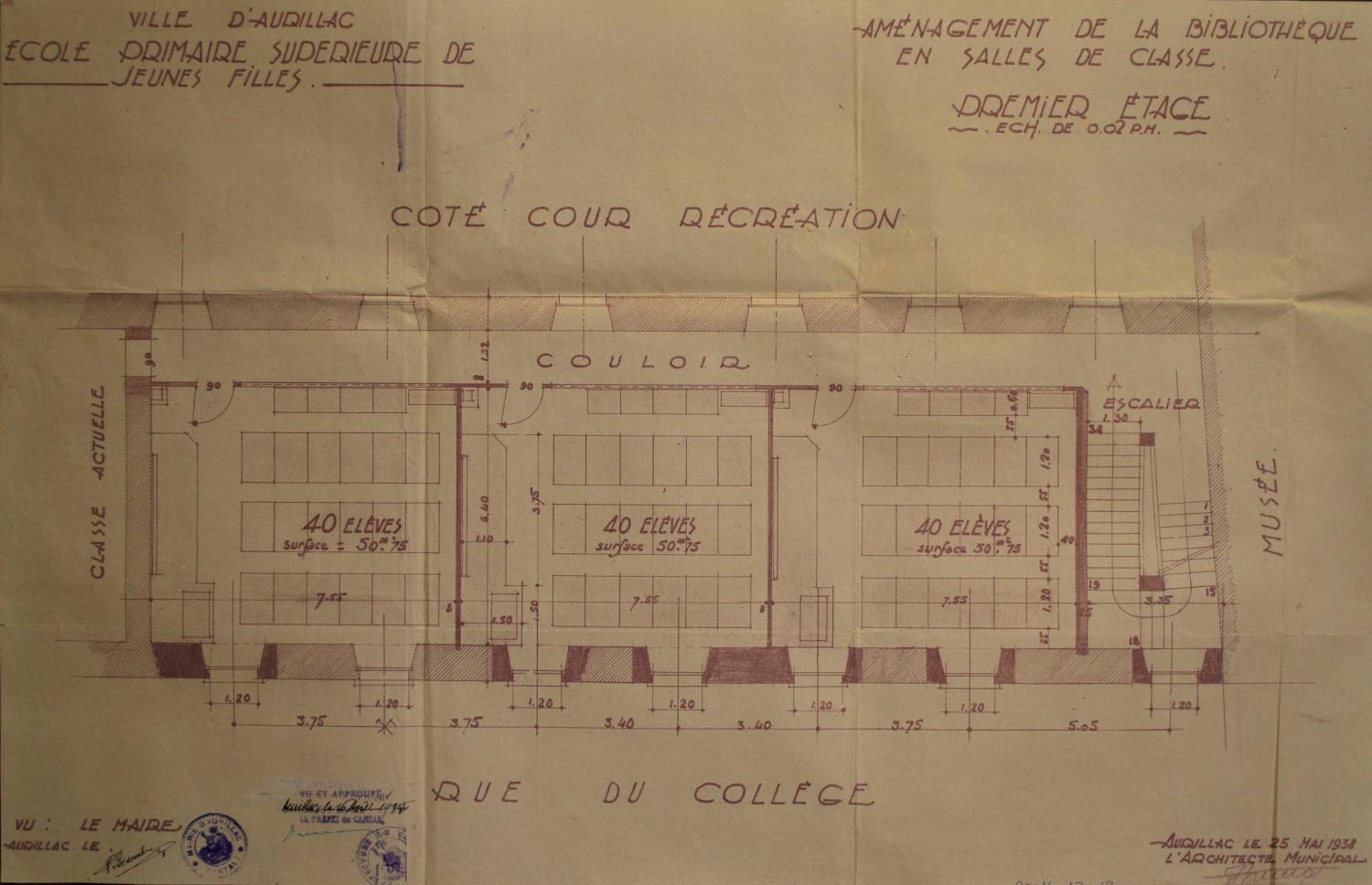 Collège de jésuites d'Aurillac, puis collège communal, lycée de garçons, école primaire supérieure de jeunes filles, collège moderne et technique de jeunes filles, actuellement collège Jeanne-de-La-Treilhe