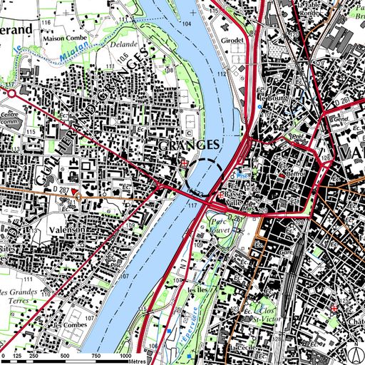 Bac, et bac à traille de Valence ou bac à traille des Granges (disparu) ; pile (vestiges)