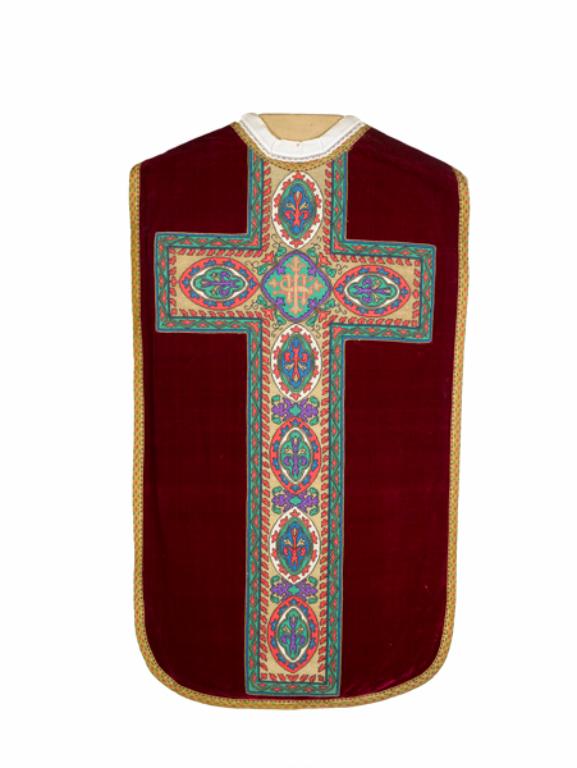 chasuble, étole, manipule, bourse de corporal : ornement rouge n°2