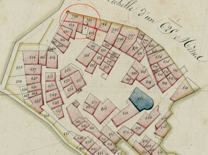 Localisation sur le plan cadastral de 1813.