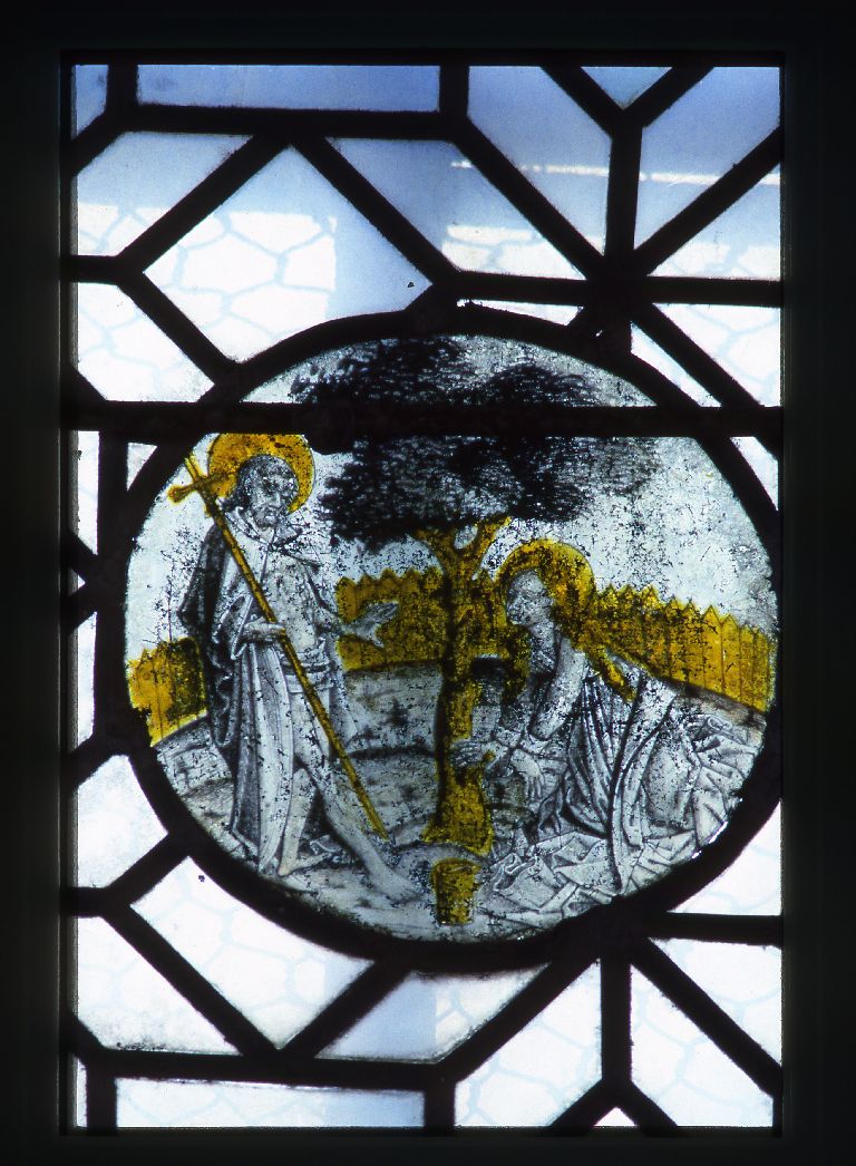 Verrière : Apparition du Christ à Marie Madeleine (baie 7), verrière figurée