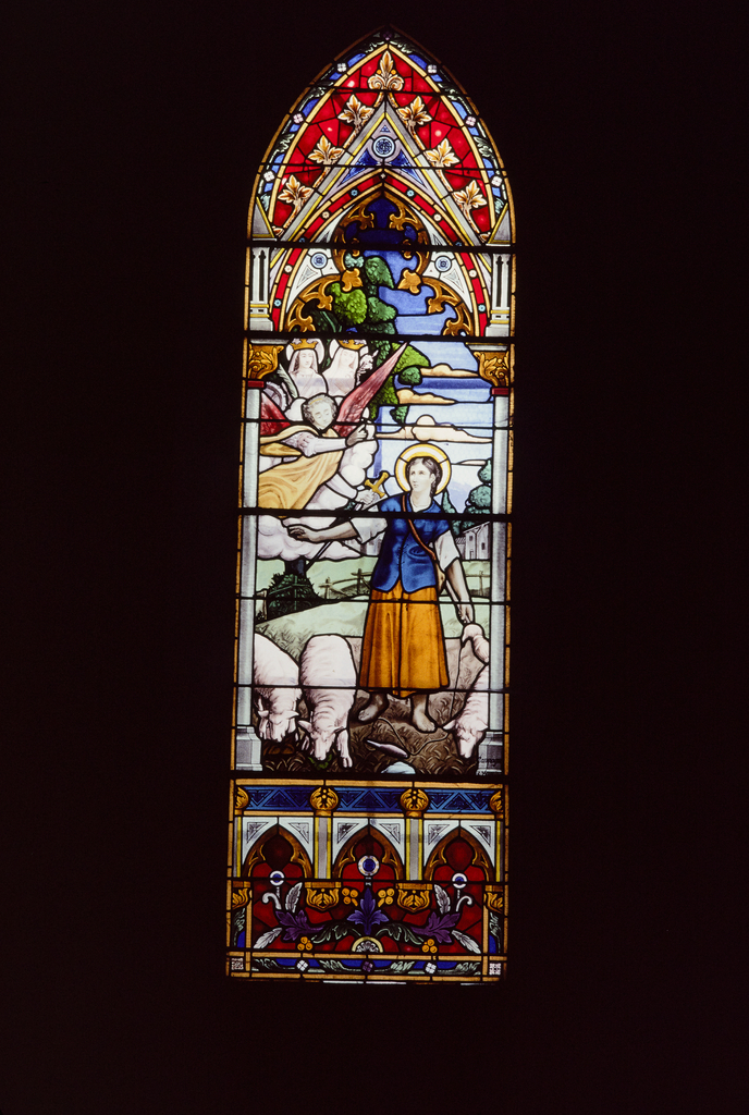 Verrière : sainte Jeanne d'Arc (baie 11), verrière figurée