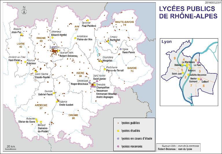 Présentation de l'aire d'étude des lycées publics de la Région Auvergne-Rhône-Alpes