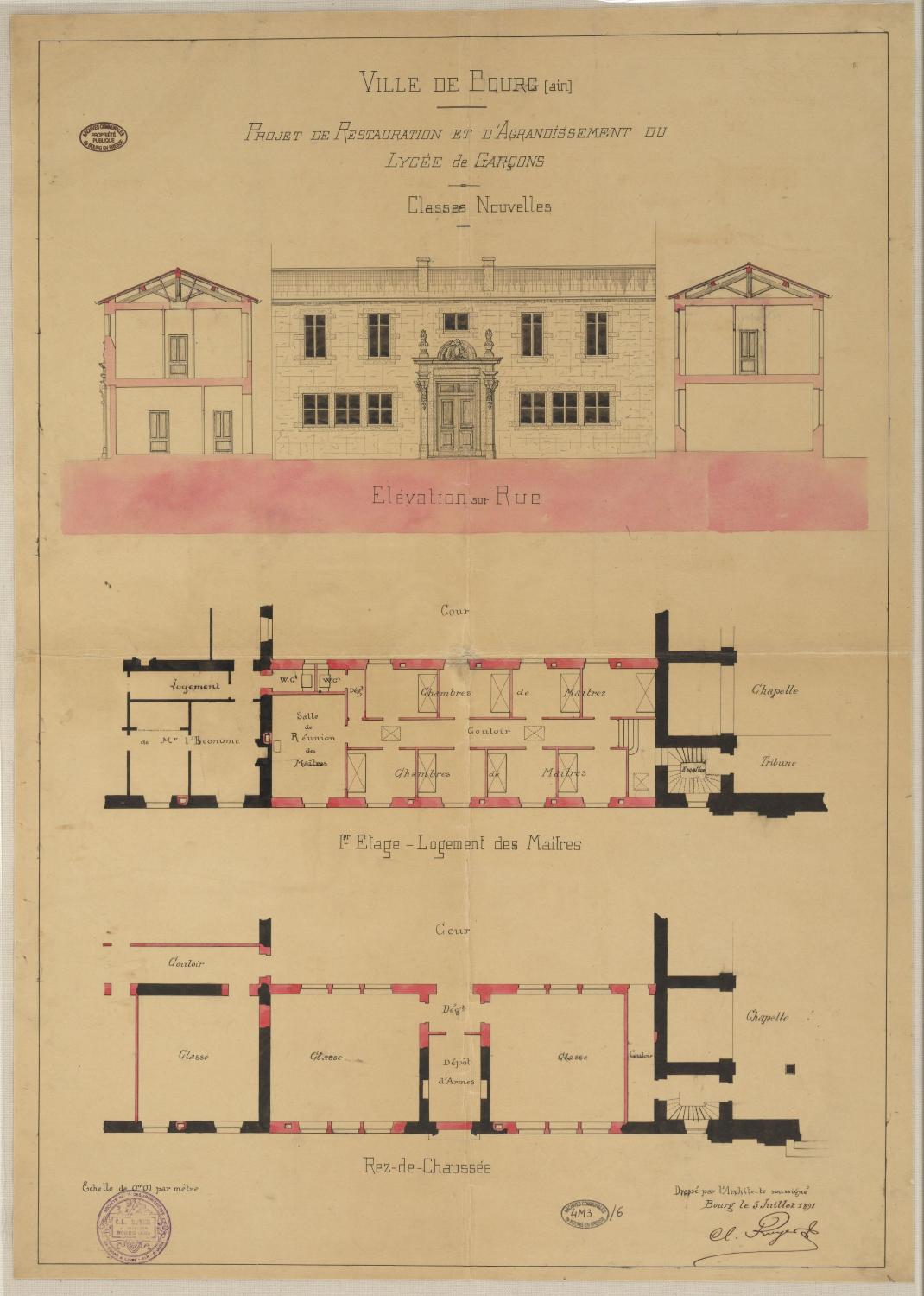 Collège de jésuites, puis école centrale, école secondaire communale, lycée impérial, lycée de garçons, actuellement lycée Lalande