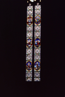 Verrière : scènes des vies du Christ et de la Vierge, de la Résurrection au Couronnement de la Vierge (baie 2), verrière figurée