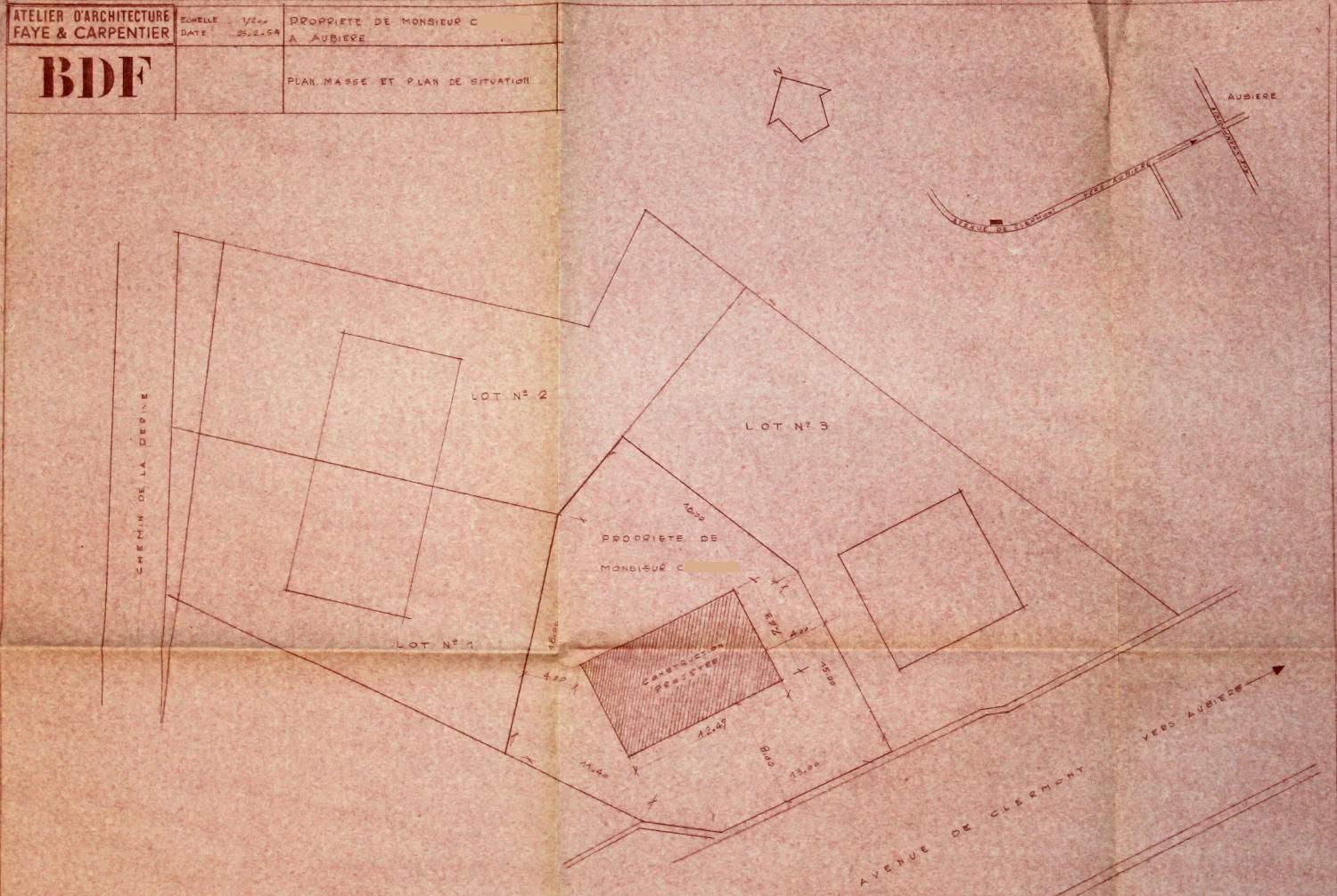 Aubière, la maison C.*, 1954, Paul Faye et Fernand Carpentier architectes