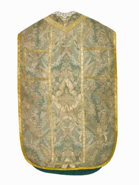 chasuble, voile de calice, étole, bourse de corporal : ornement vert