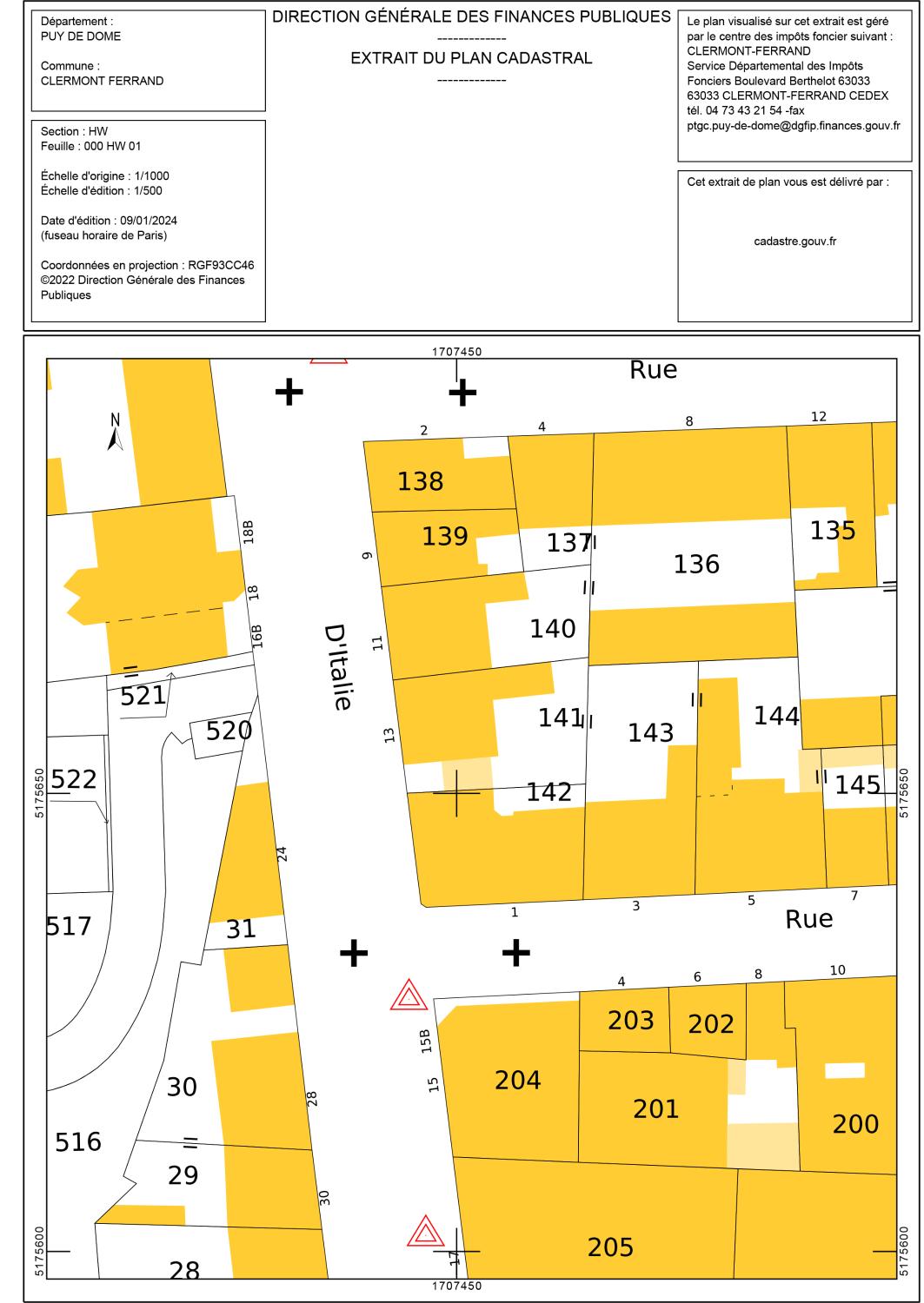 Plan cadastral, avenue d'Italie