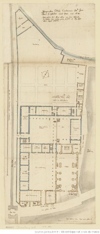 Plan du rez-de-chaussée, par E. Martellange, 1618 (B.n.F., Est. FOL-HD-4 (8))