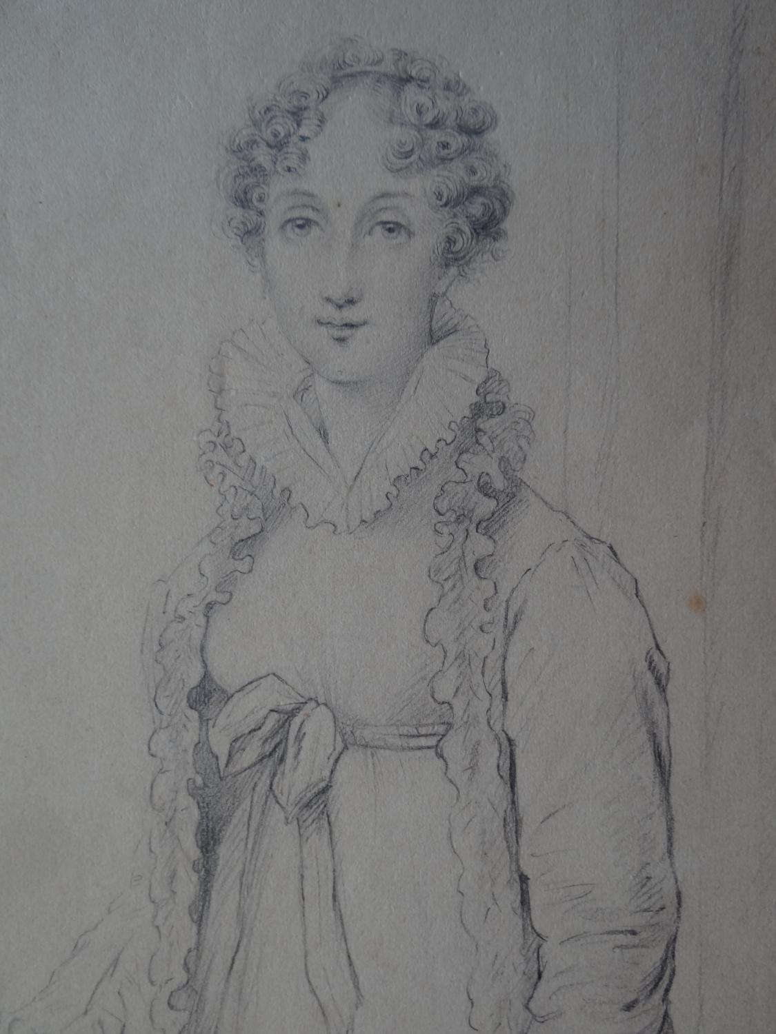 Dessin - Portrait en pied d'une jeune femme