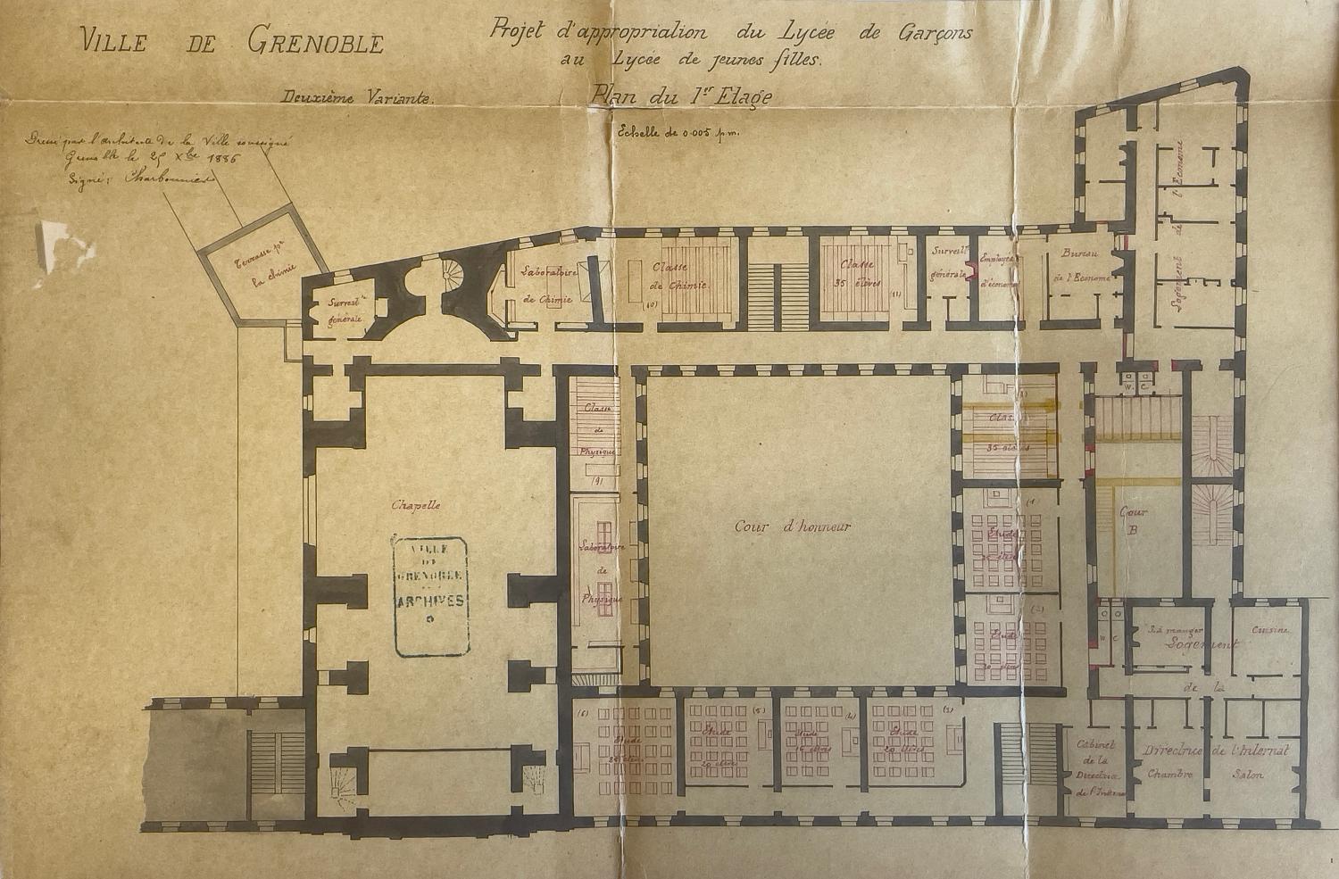 Collège de jésuites, dit Royal-Dauphin, puis école centrale, lycée, collège royal, lycée de garçons puis lycée de jeunes filles, actuellement cité scolaire Stendhal