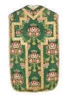 chasuble, étole, manipule, voile de calice, bourse de corporal : ornement vert