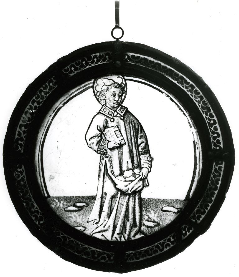 Verrière (rondel) : saint Etienne, verrière à personnages