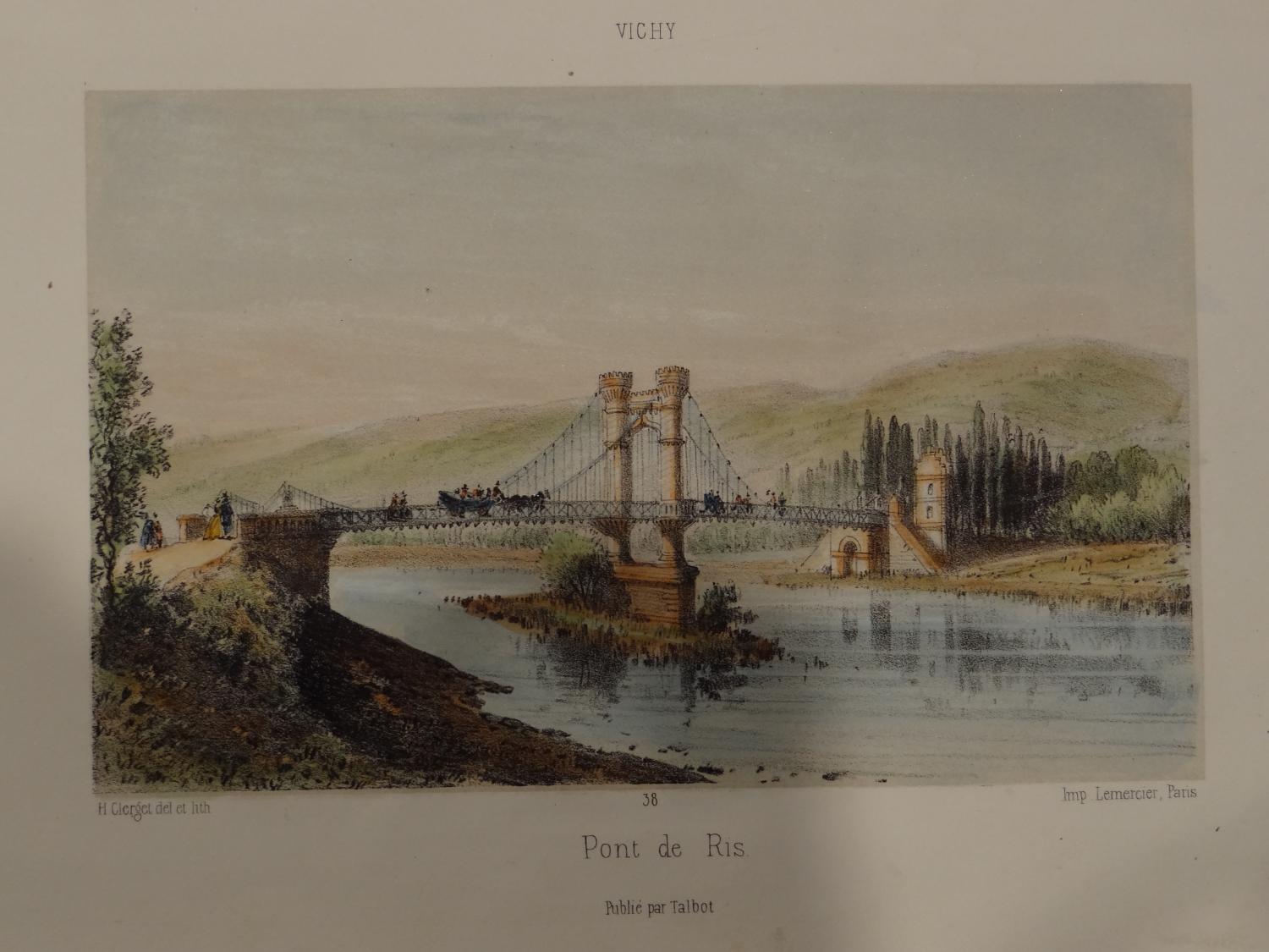 Lithographie d'Hubert Clerget - " Pont de Ris "