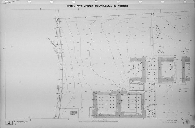 Asile d'aliénés de Bron, puis asile départemental d'aliénés du Rhône, puis asile d'aliénés du Vinatier, actuellement centre hospitalier Le Vinatier