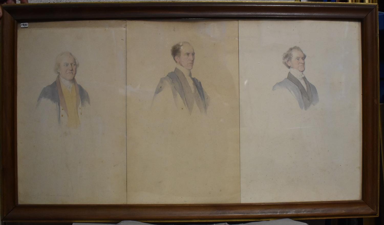 Ensemble de dessins aquarellés de Jean Alaux (3) - Études pour les portraits de trois édiles de la Cité de Londres