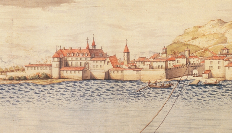 Le collège vu depuis la rive droite du Rhône, 1706  (B.n.F., Est., 1032 Va 7T2