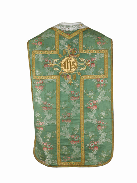 chasuble, étole, manipule, voile de calice, bourse de corporal : ornement vert n°6