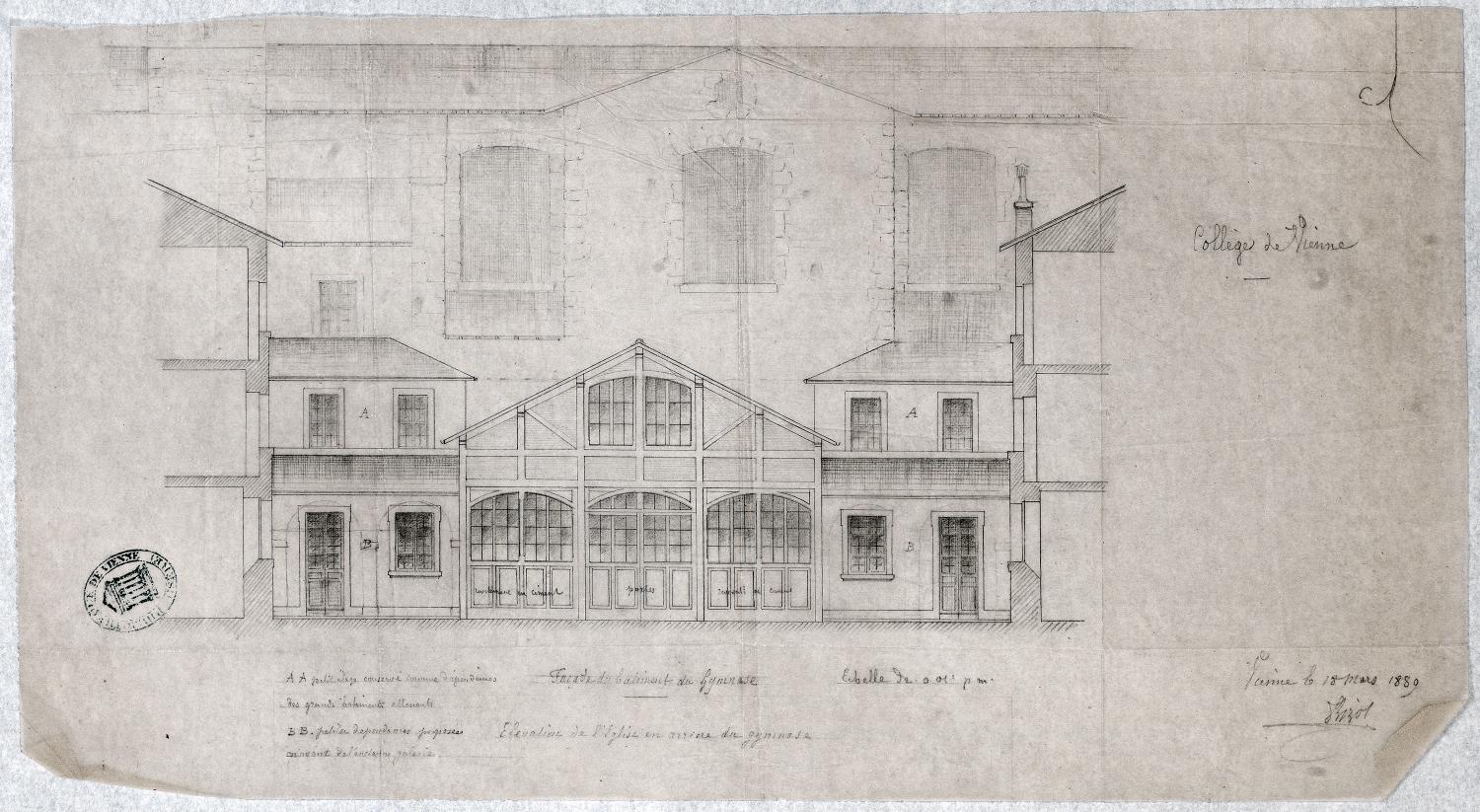 Collège de jésuites, puis institut national, école centrale supplémentaire, école communale secondaire, collège communal et école pratique de commerce et d'industrie, lycée, actuellement collège François-Ponsard