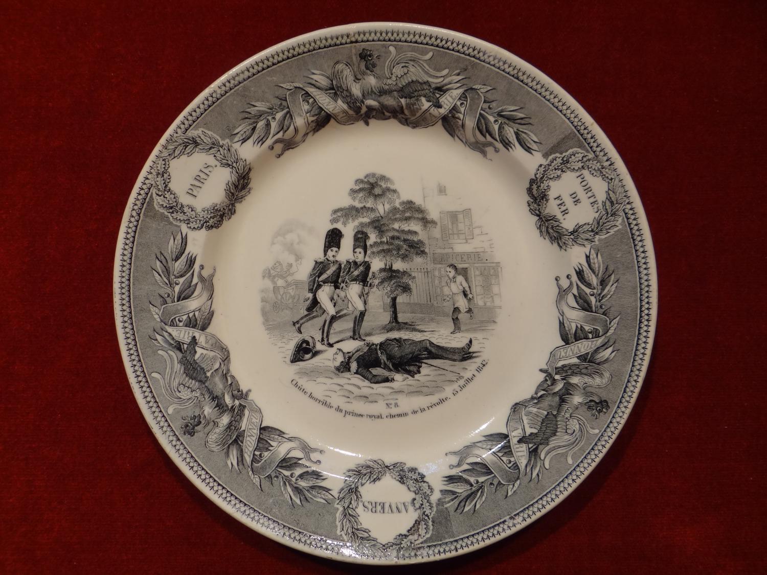 Assiette historiée Creil-Montereau - La vie de Ferdinand-Philippe duc d'Orléans, N° 8