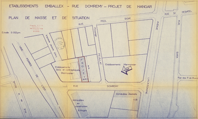 Usine de menuiserie A. Maigre puis caisses d'emballage M. Chapuis puis caisses d'emballage Marmonier et Cie puis Embalex actuellement sans activité