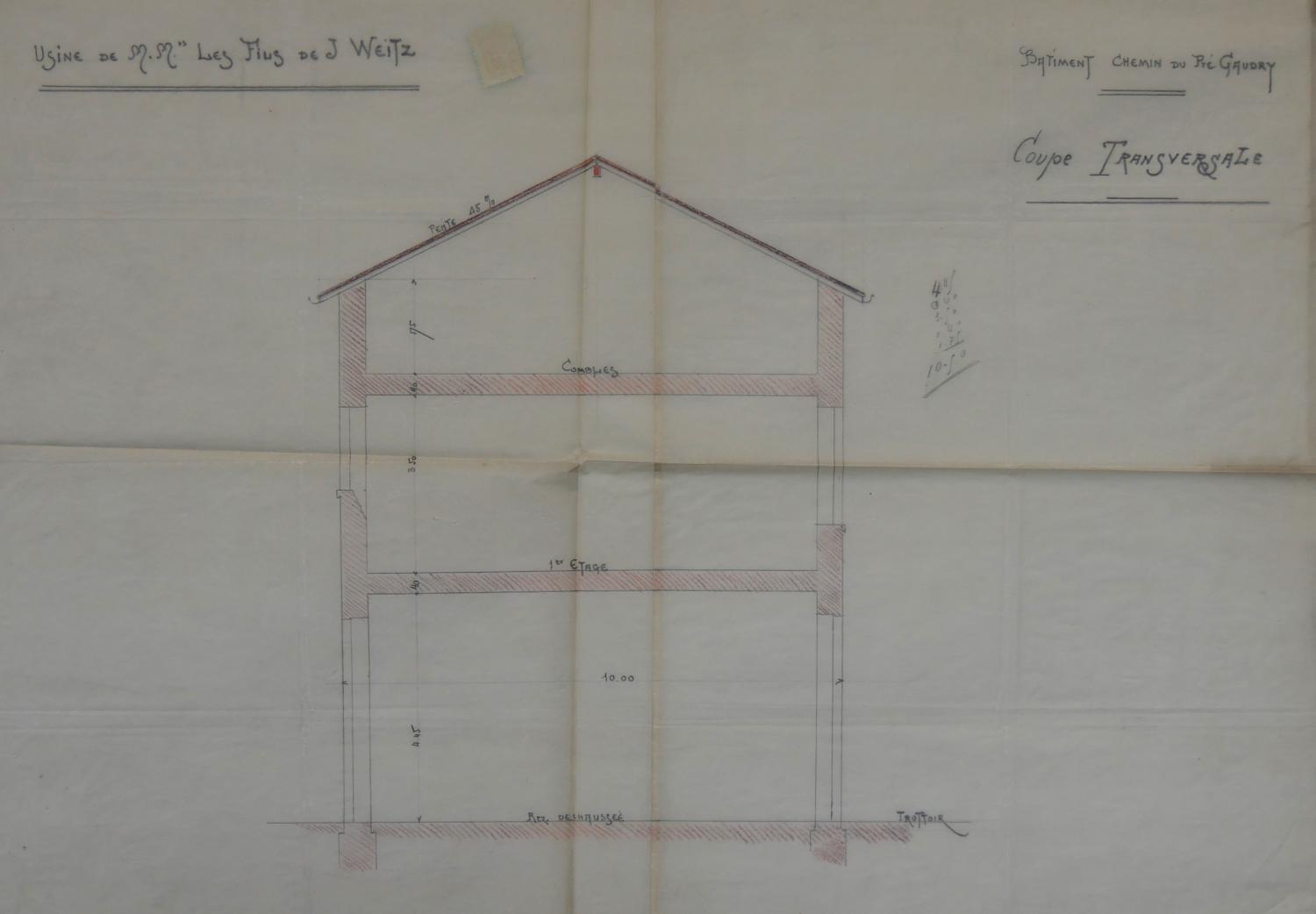 Plan usine Weitz 1916 (AC Lyon 314W577)