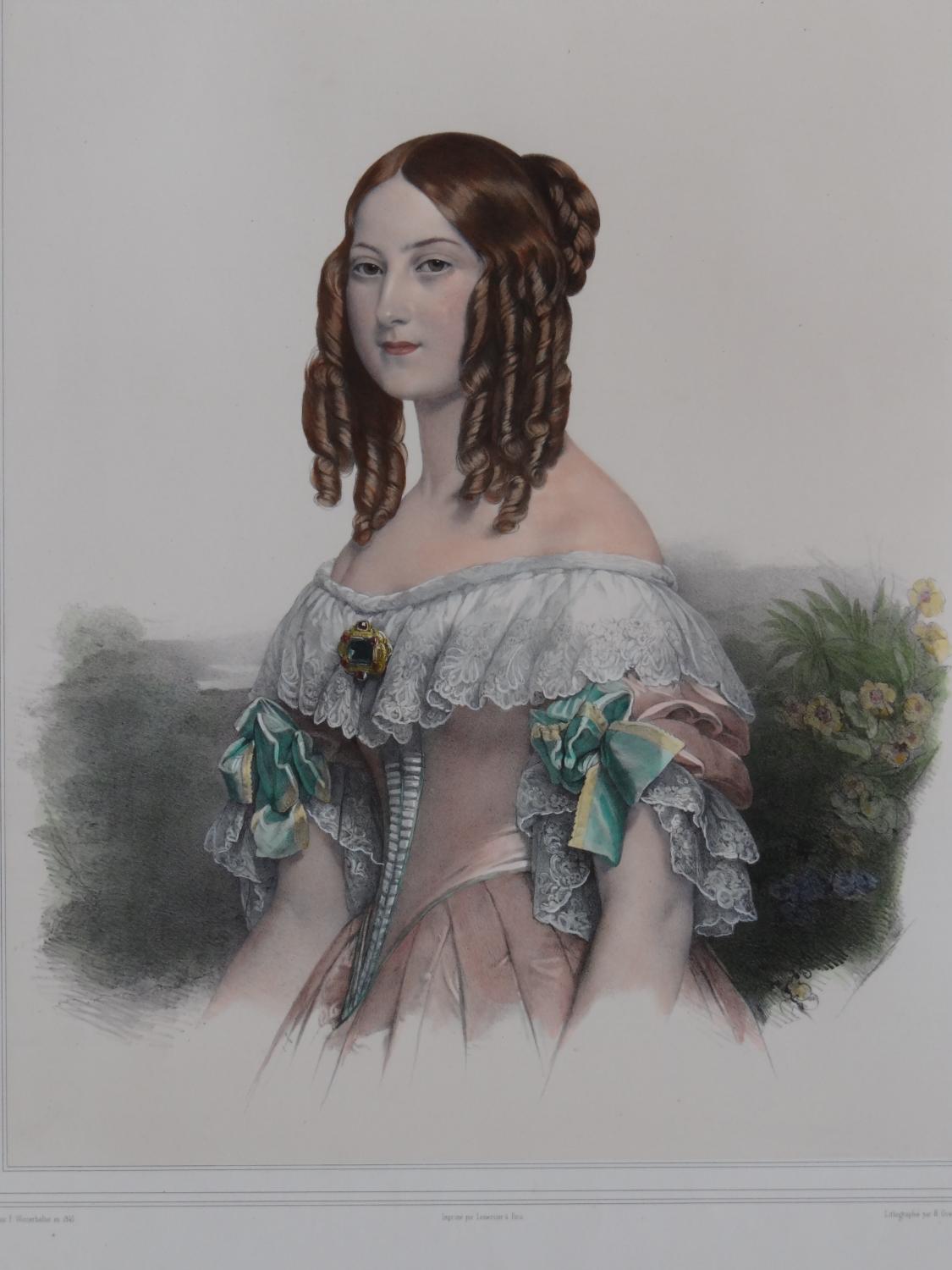 Lithographie d'Henri Grévedon - " S.A.R. Madame la duchesse de Nemours "