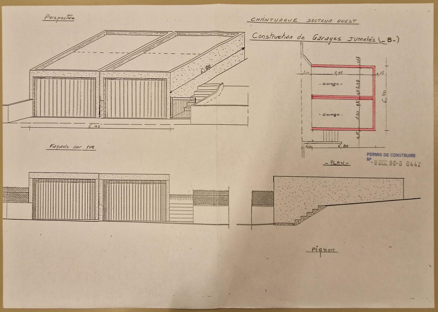 Cité ouvrière de Chanturgue : projet de garages (type B).