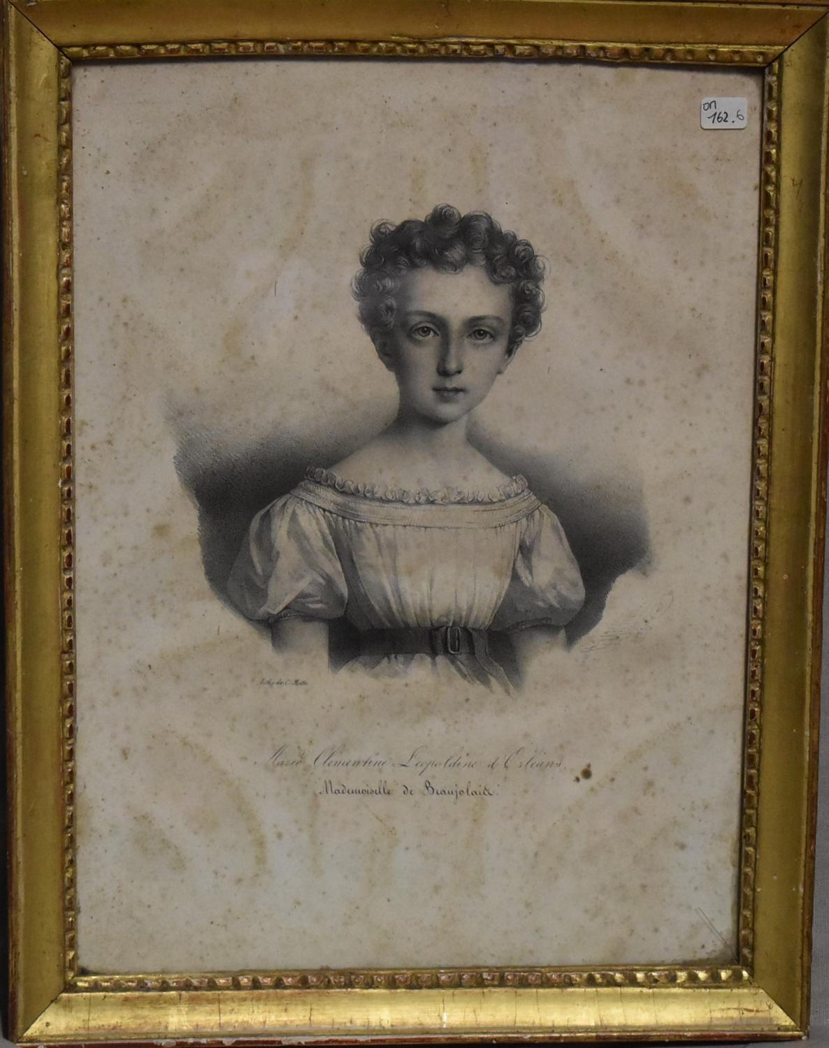 Estampe - Portrait de Clémentine d'Orléans (1817-1907), enfant