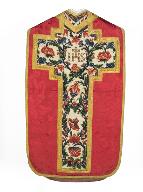 chasuble, étole, manipule, bourse de corporal : ornement rouge n°2