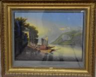 Aquarelle - Vue de la chapelle de Guillaume Tell au lac des Quatre Cantons