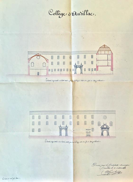 Collège de jésuites d'Aurillac, puis collège communal, lycée de garçons, école primaire supérieure de jeunes filles, collège moderne et technique de jeunes filles, actuellement collège Jeanne-de-La-Treilhe